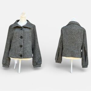 Rene Lezard 100% Virgin Wool Button Front Coat in Gray Twill Size EU 38; US 8